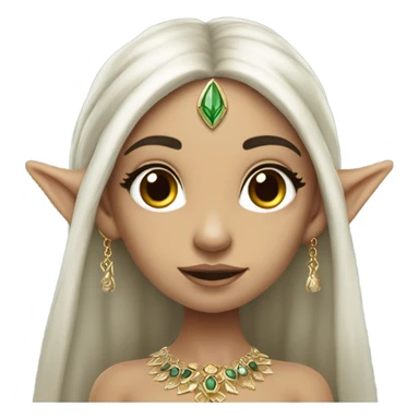 elf princess with pointy ears, white skin, dark hair with jewellery,  sticker