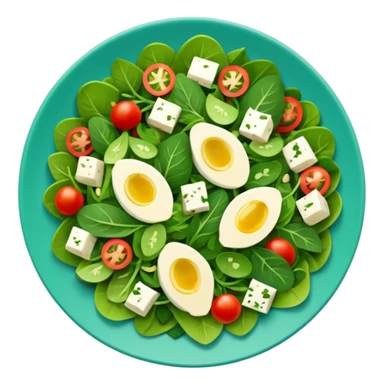 Salad community avatar in clean style illustration. Classic salads like Olivier, Greek or Tashkent, vibrant greens and colorful ingredients, simple shapes, flat design, high contrast, fresh and inviting. sticker