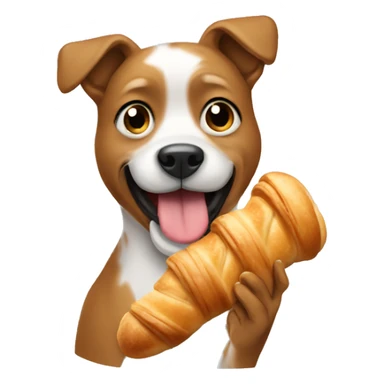 Dog eating croissant sticker