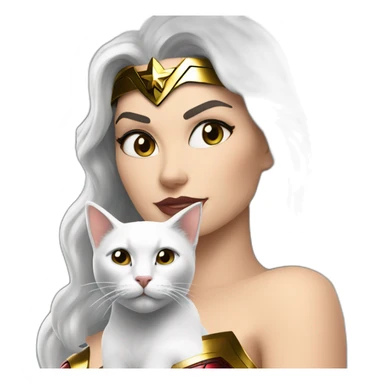 White Wonder Woman with cat sticker