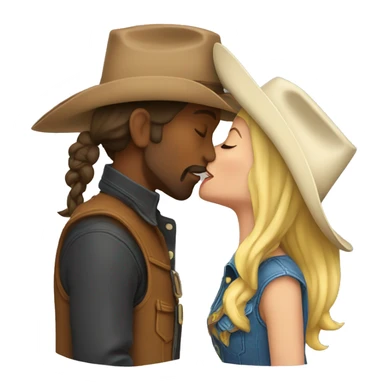 Cowgirl and cowboy kissing sticker