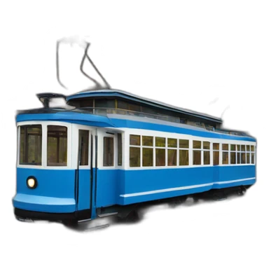 Blue tramway with Swallow on sticker