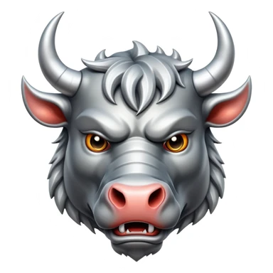 silver angry bull head sticker