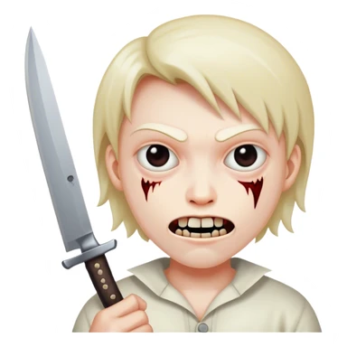 Scary face with knife sticker