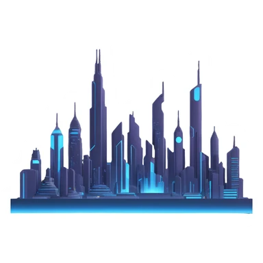 futuristic city skyline with AI elements representing the future of technology sticker