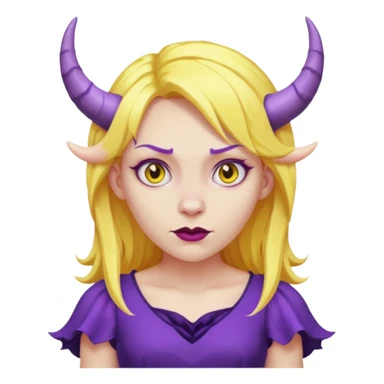  yellow hair girl with evil horns and purple dress sticker