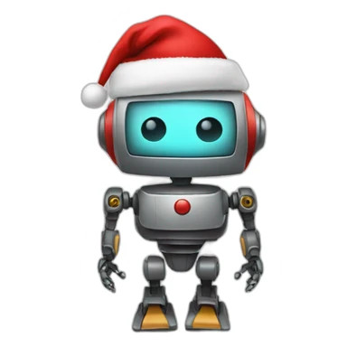 Robot with a Santa hat sticker
