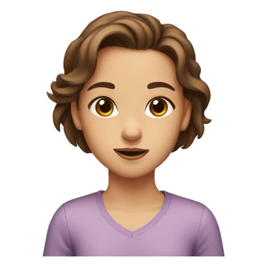 Girl with brown hair, brown eyes makes a puppy face  sticker