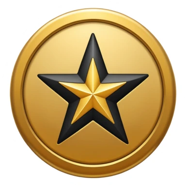 Black star in golden circle sticker