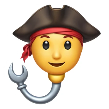 Pirate Hook, clean vector emoji,  white background sticker