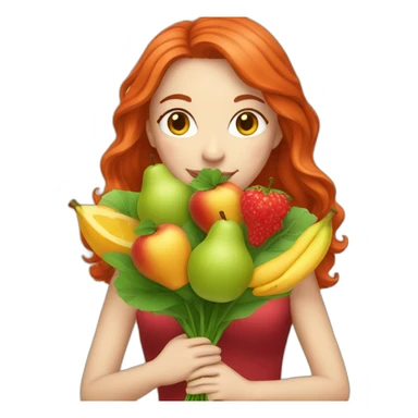 white-red-haired-woman-with-fruit-bouquet sticker