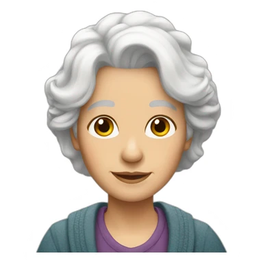 Grandma shoulder-length white hair sticker