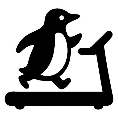 A penguin running on the treadmill sticker