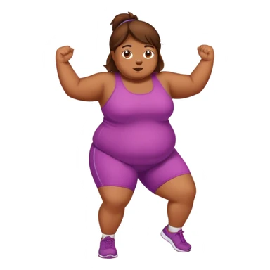 Chubby Brown girl brown hair exercising  sticker