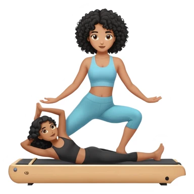 A mauritius 20 yo girl with curly long black hair doing pilates sticker
