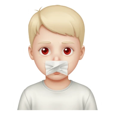 sick kid with tissue on nose sticker
