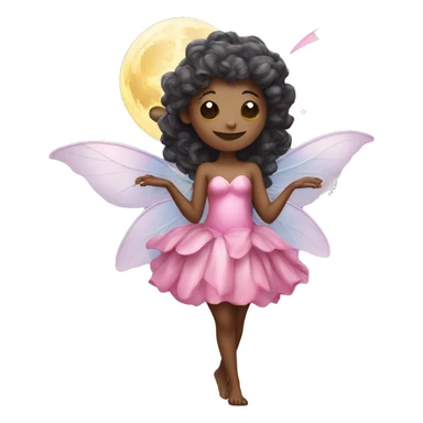 Fairy wearing pink holding the moon sticker