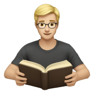 pale-short-hair-young-man-reading-a-book sticker
