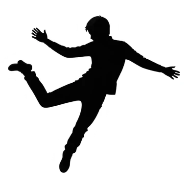 a silhouette of a man faling sticker