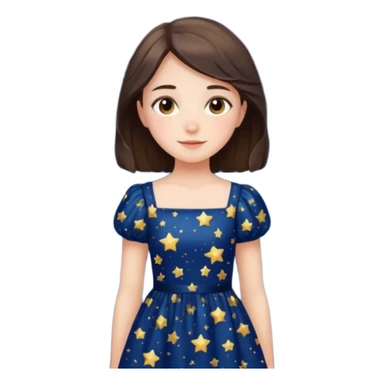 girl with a starry night dress, friendly, minimal background sticker