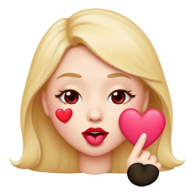 Emoji, face blowing a kiss, puckered lips, small heart sticker