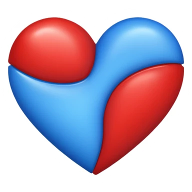 Half red half blue heart sticker