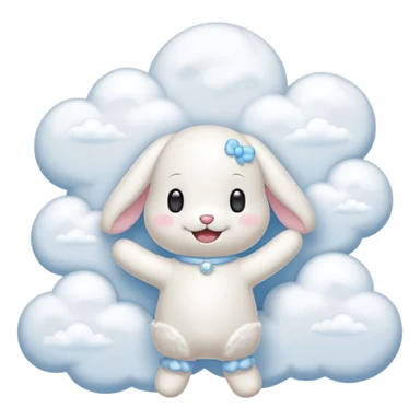 Cinnamon roll from sanrio dancing in the clouds that looks just like him from the cartoon sticker
