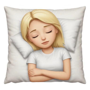 Blonde white sikine white tshirt blonde eyebrowns girl sleeping on a pillow sticker