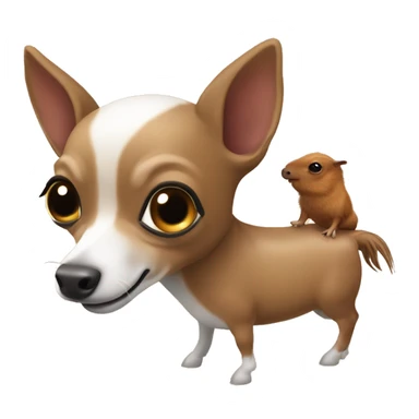 Un chihuahua montado en un pony con un capibara sticker