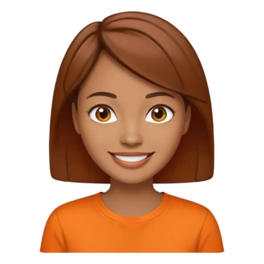 medium tone skin, short brown hair orange shirt woman sticker