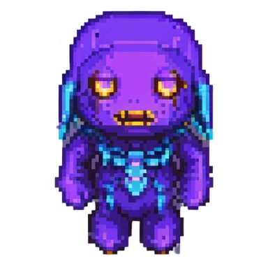Add glowing eyes to Purple Guy from FNAF in pixel art style with no background. sticker