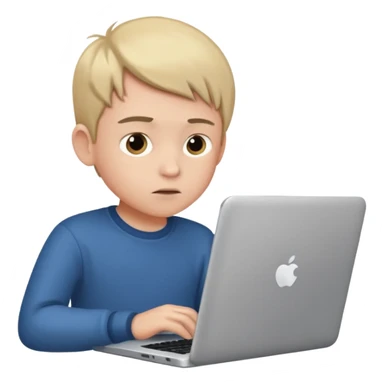 boy using laptop sticker