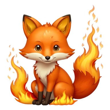 Fuchs der in lodernden Flammen sitz mit Cartoon touch sticker