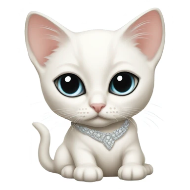 A white siamese kitten snuggled up to a white Siamese cat, wearing evening clothing.  sticker