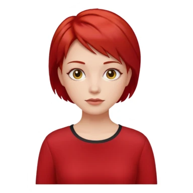 lady in red clothes , short layer red hair sticker