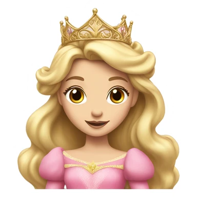 Princess Aurora with gold tiara pink dress   sticker