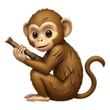 Monkey eating wood sticker