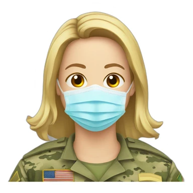 a military Headshot in a Medical masks sticker