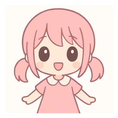 chibi anime girl with pink hair and a happy expression sticker