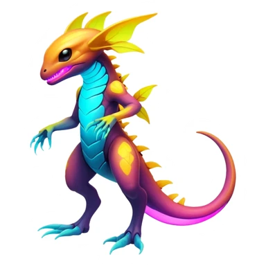 Exotic futuristic lush warm-colored neon Fakémon-creature (full body) sticker