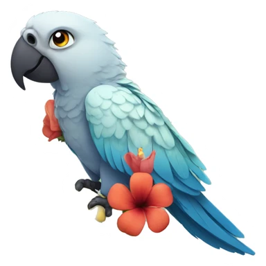 parrot with a flower sticker