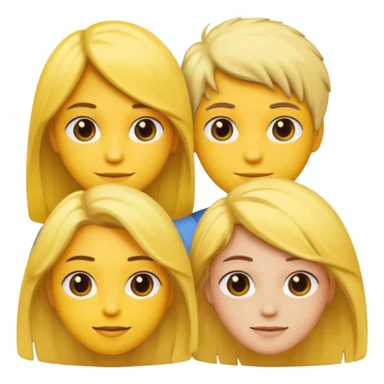 three people, all yellow emoji skin color but different hair colors next to each other  sticker
