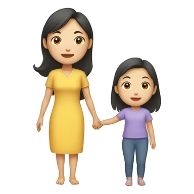 asian mother and daughter sticker
