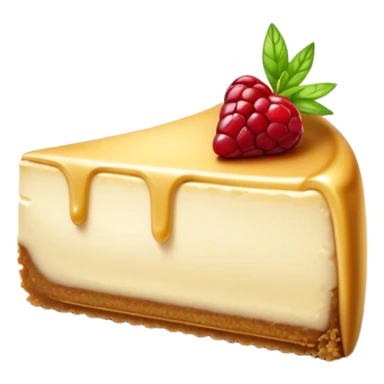 Cinematic Realistic Sernik Dessert Emoji, showcasing a rich, creamy cheesecake with a golden crust rendered with delicate textures and inviting, soft lighting. sticker