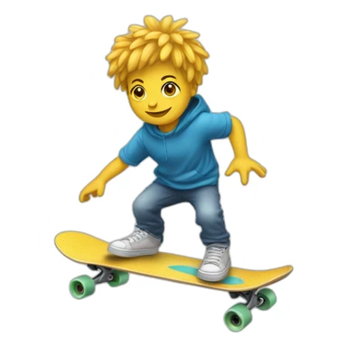 Une fleur fannée qui fait du skateboard sticker