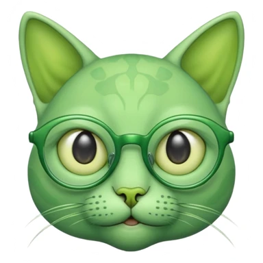 green alien cat with no fur, and spectacles sticker