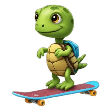 Turte riding a scateboard sticker
