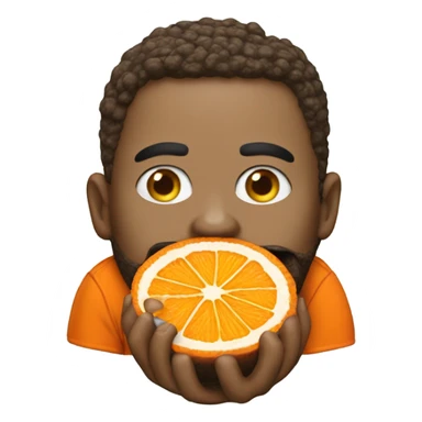 A person eats a orange candy and turn into the New York Knicks logo  sticker