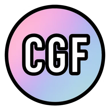 Discord emoji for a server with 'CGF' in white with a pastel gradient fill or shadow, minimal and stylish, transparent background, 128x128 sticker