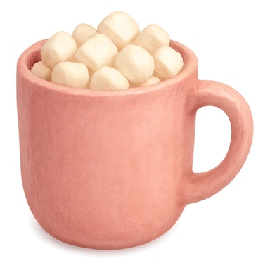 pink cozy mug with marshmallows, comforting sticker